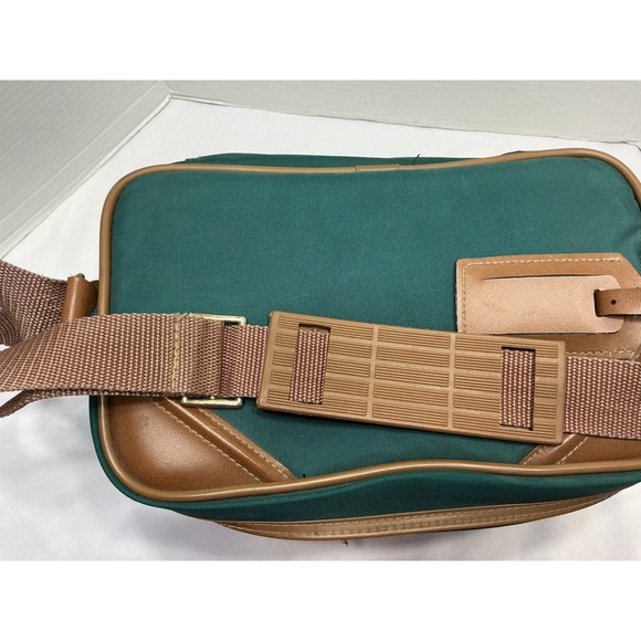 Jaguar Vintage Travel Vanity Case Forest Green Canvas Makeup Train Bag Brown Tri - Picture 4 of 13